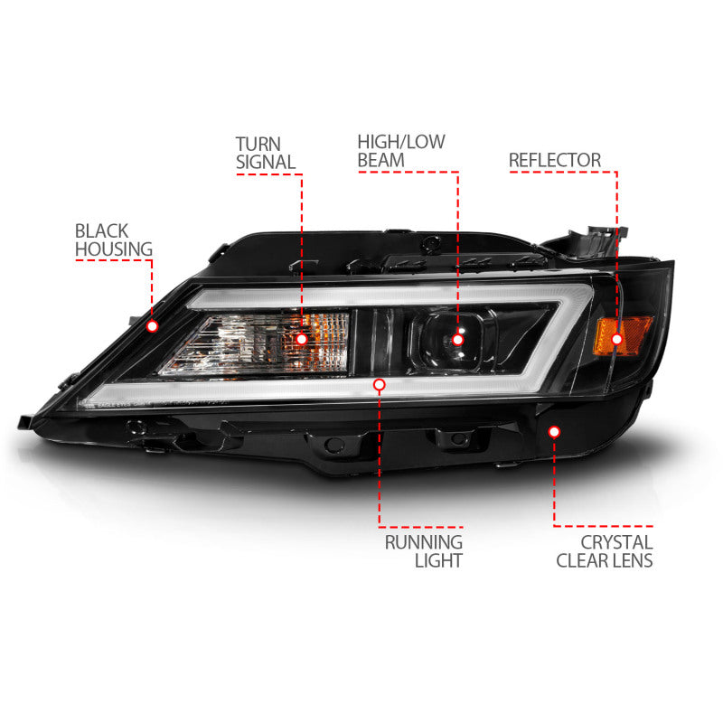 ANZO 14-20 Chevrolet Impala Square Projector LED Bar Headlights w/ Black Housing - Burkken Auto Parts