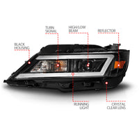 ANZO 14-20 Chevrolet Impala Square Projector LED Bar Headlights w/ Black Housing - Burkken Auto Parts