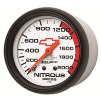 AutoMeter Gauge Nitrous Pressure 2-5/8in. 2000PSI Mechanical Chevy Red Bowtie White - Burkken Auto Parts