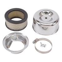 Edelbrock Air Cleaner 94 Series Round Steel Top 4 65In Dia X 3 125In 2 63In ID Raised Base Chrome - Burkken Auto Parts