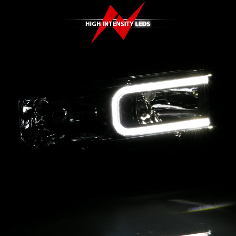 ANZO 1999-2000 Cadillac Escalade Crystal Headlights Light Bar Black Housing (Pair) - Burkken Auto Parts