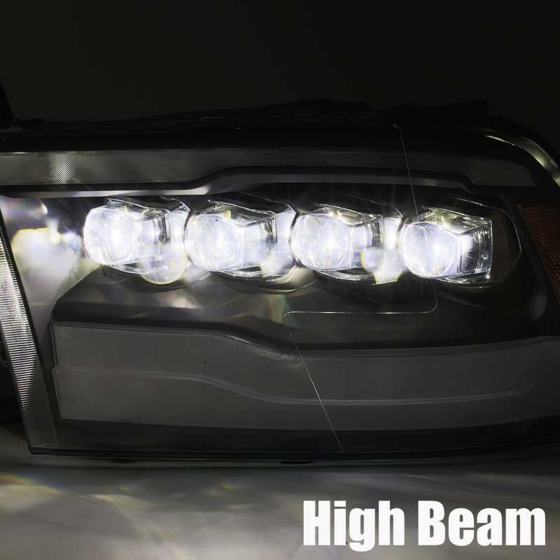 AlphaRex 09-18 Dodge Ram 1500HD NOVA LED Projector Headlights Plank Style Design Alpha Black w/DRL - Burkken Auto Parts