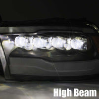 AlphaRex 09-18 Dodge Ram 1500HD NOVA LED Projector Headlights Plank Style Design Alpha Black w/DRL - Burkken Auto Parts