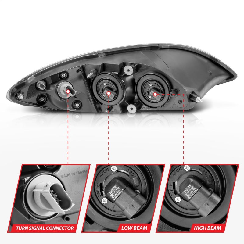 ANZO 2008-2016 International Prostar Crystal Headlights Chrome Housing - Burkken Auto Parts