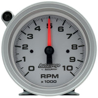 AutoMeter Tachometer Gauge 10K RPM 3 3/4in Pedestal w/Ext. Shift-Light - Silver Dial/Black Case - Burkken Auto Parts