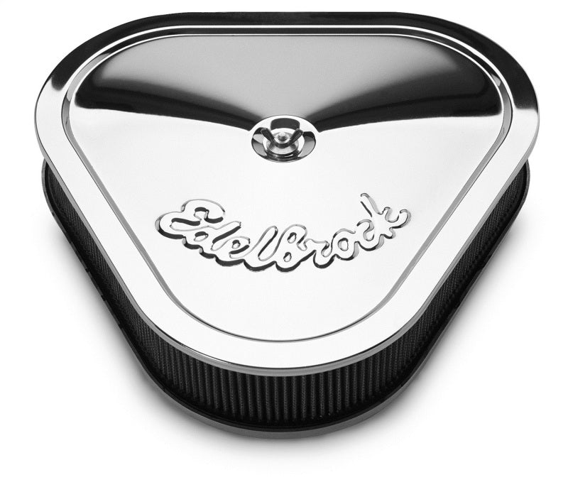 Edelbrock Air Cleaner Pro-Flo Series Triangular Steel Top 14 125In X 13 375In X 3 5In Chrome - Burkken Auto Parts