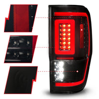 ANZO 19-22 Ford Ranger Full LED Taillights w/ Lightbar Sequential Signal Black Housing/Smoke Lens - Burkken Auto Parts