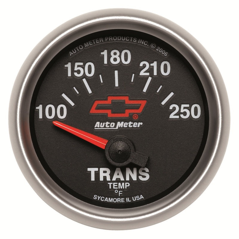 Autometer GM Bowtie Black 2-1/16in 100-250 Degree F Electronic Transmission Temperature Gauge - Burkken Auto Parts