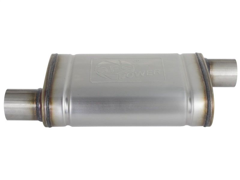 aFe MACH Force-Xp 409 SS Muffler 2.5in Offset Inlet/2.5in Offset Outlet 14in L x 9in W x 4in H Body - Burkken Auto Parts