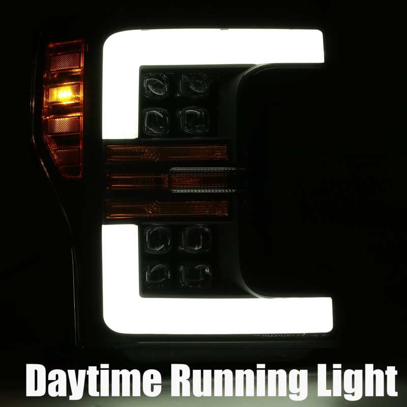 AlphaRex 17-19 Ford F-250 SD NOVA LED Proj Headlights Plank Style Matte Blk w/Activ Light/Seq Signal - Burkken Auto Parts