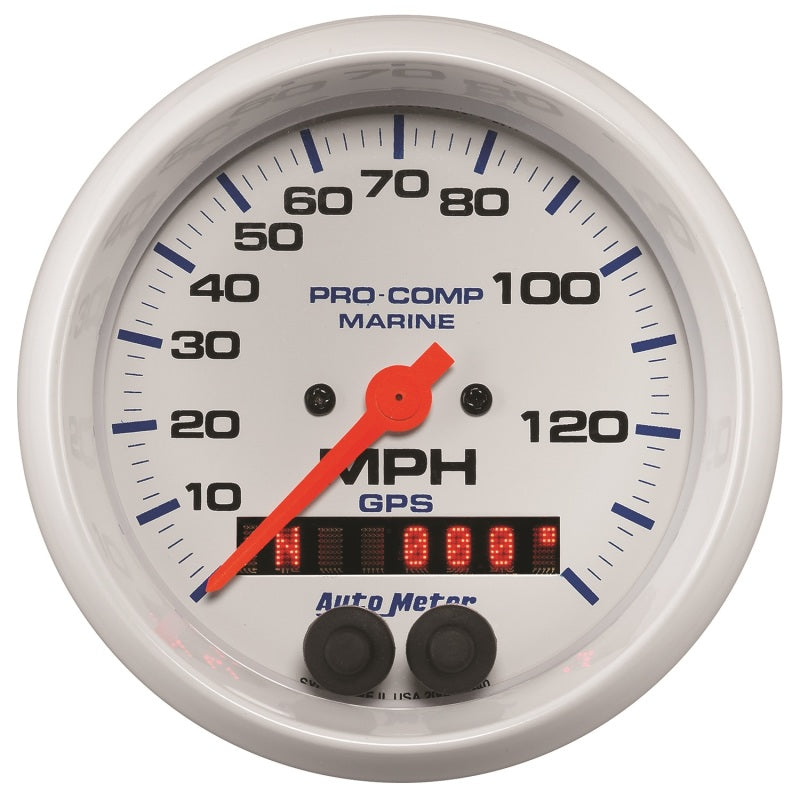 Autometer Gauge GPS Speedometer 3-3/8in 140 MPH Marine White Gauge - Burkken Auto Parts