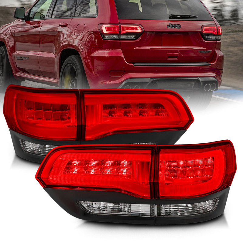 ANZO 2014-2016 Jeep Grand Cherokee LED Taillights Red/Clear - Burkken Auto Parts