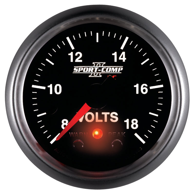 Autometer Sport-Comp II 2-1/16in Digital Voltometer Gauge - 18V - Burkken Auto Parts