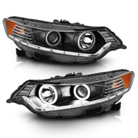 ANZO 2009-2012 Acura TSX Projector Headlights w/ Halo Black (CCFL) (HID Compatible) - Burkken Auto Parts