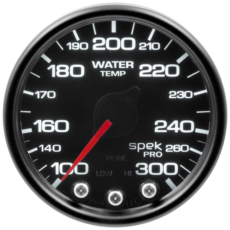Autometer Spek-Pro Gauge Water Temp 2 1/16in 300f Stepper Motor W/Peak & Warn Blk/Smoke/Blk - Burkken Auto Parts