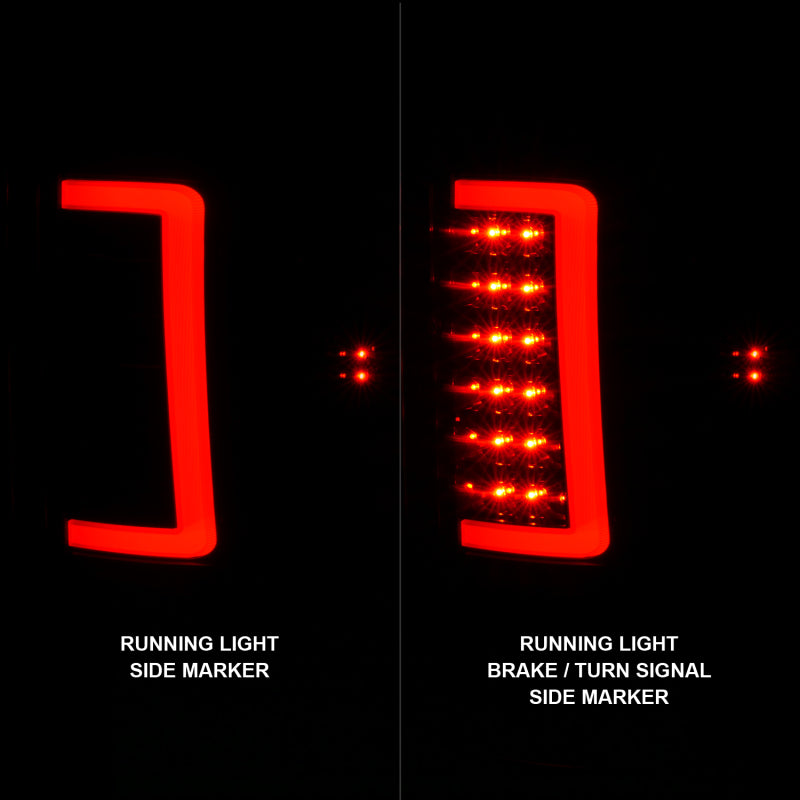 ANZO 2007-2013 GMC Sierra LED Tail Lights w/ Light Bar Black Housing Smoke Lens - Burkken Auto Parts