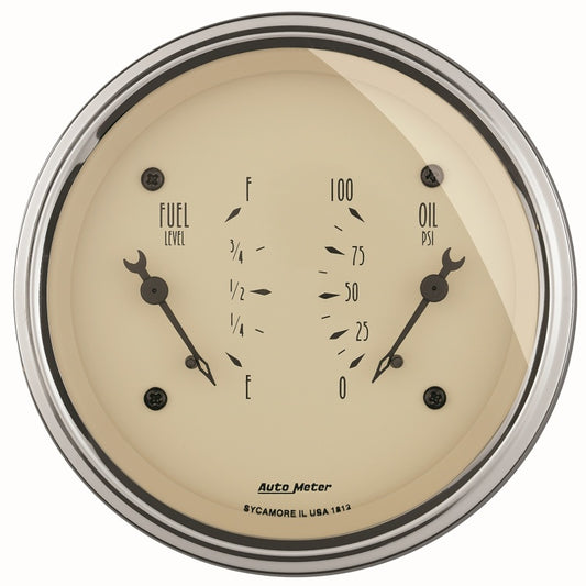 AutoMeter Antique Beige Oil/Fuel Dual Gauge - Burkken Auto Parts