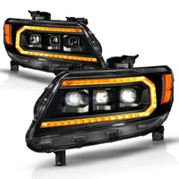 ANZO 15-22 Chevy Colorado Full LED Headlights w/ Initiation (Amber DRL) - Black - Burkken Auto Parts