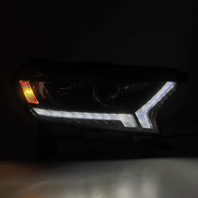 AlphaRex 19-21 Ford Ranger LUXX LED Proj Headlights Plank Style Black w/Seq Signal/DRL - Burkken Auto Parts