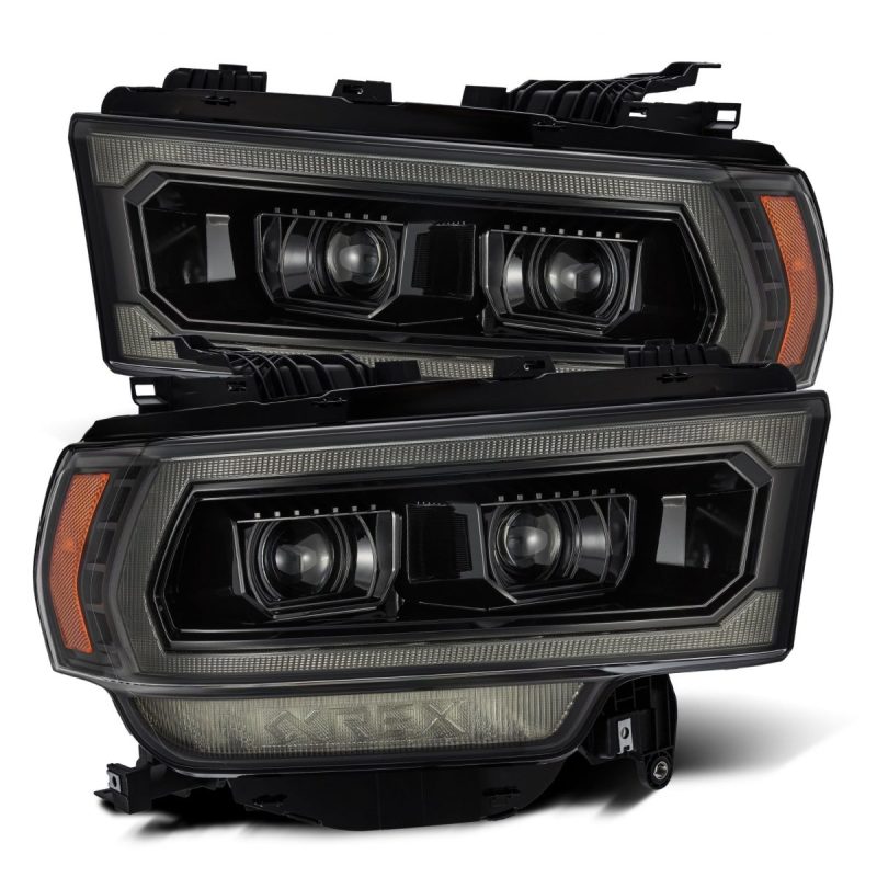AlphaRex 19-21 Ram 2500 PRO-Series Projector Headlights Plank Style Alpha Black w/Activation Light - Burkken Auto Parts