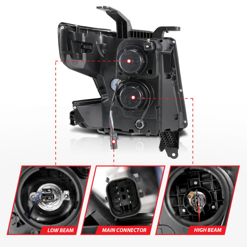 ANZO 2015-2020 Chevy Tahoe Projector Headlights Plank Style Black w/DRL - Burkken Auto Parts