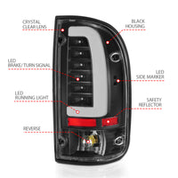 ANZO 95-00 Toyota Tacoma LED Taillights Black Housing Clear Lens (Pair) - Burkken Auto Parts