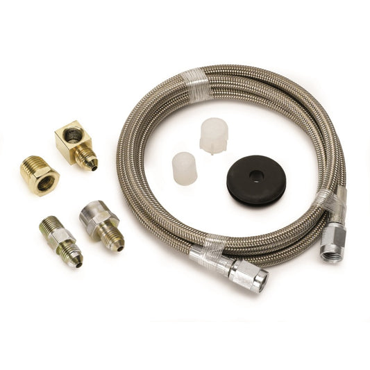 Autometer Braided Stainless Steel Line #3 Dia. 4ft Length -3AN and 1/8in NPTF Fittings - Burkken Auto Parts