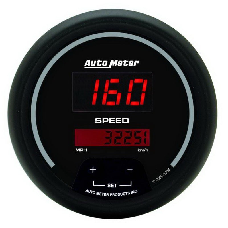 Autometer Sport-Comp Black 3 3/8in 160 MPH Digital Speedo Gauge - Burkken Auto Parts