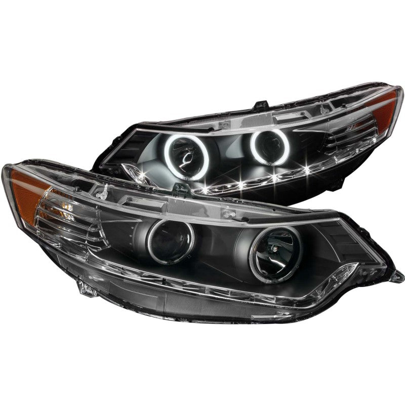 ANZO 2009-2012 Acura TSX Projector Headlights w/ Halo Black (CCFL) (HID Compatible) - Burkken Auto Parts