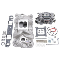Edelbrock Manifold And Carb Kit Performer RPM Small Block Chevrolet 1957-1986 Natural Finish - Burkken Auto Parts