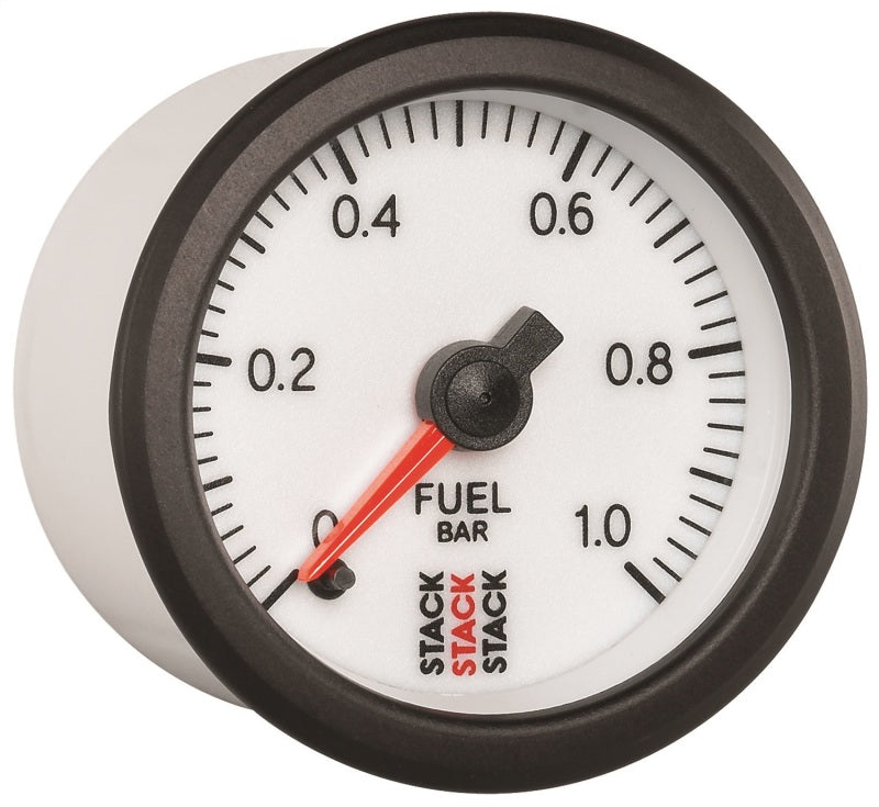 Autometer Stack 52mm 0-1 Bar M10 Male Pro Stepper Motor Fuel Pressure Gauge - White - Burkken Auto Parts