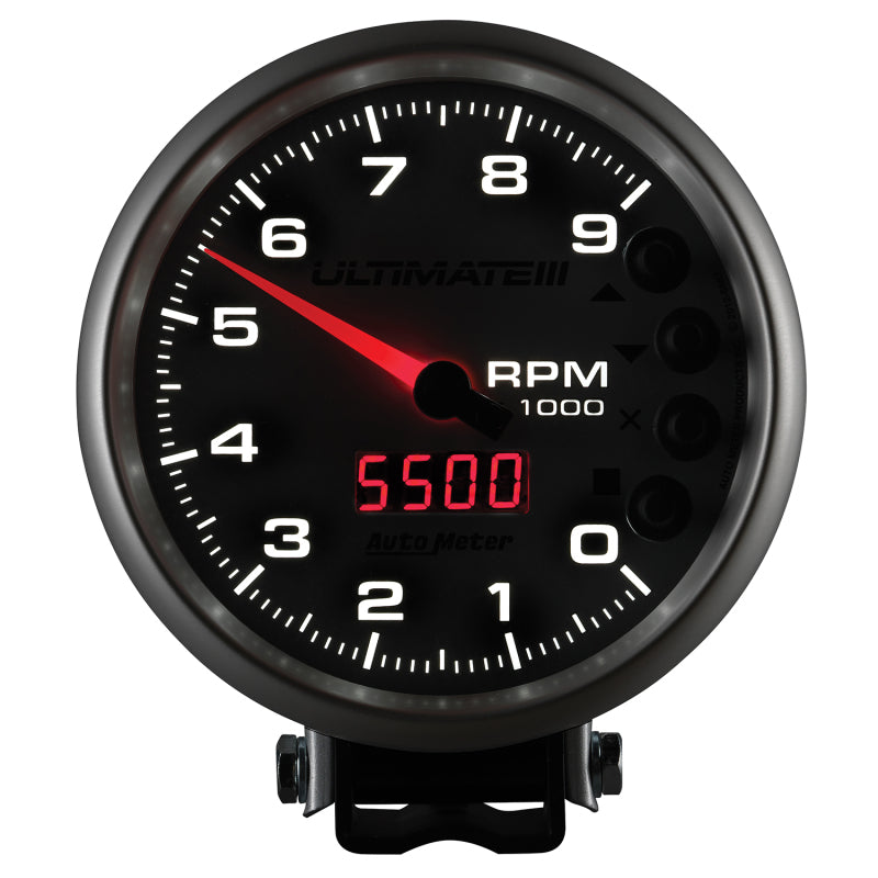 Autometer 5 inch Ultimate III Playback Tachometer 9000 RPM - Silver - Burkken Auto Parts