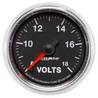Autometer GS Series 2-1/16in Voltmeter 18V Electrical Gauge Full Sweep - Burkken Auto Parts
