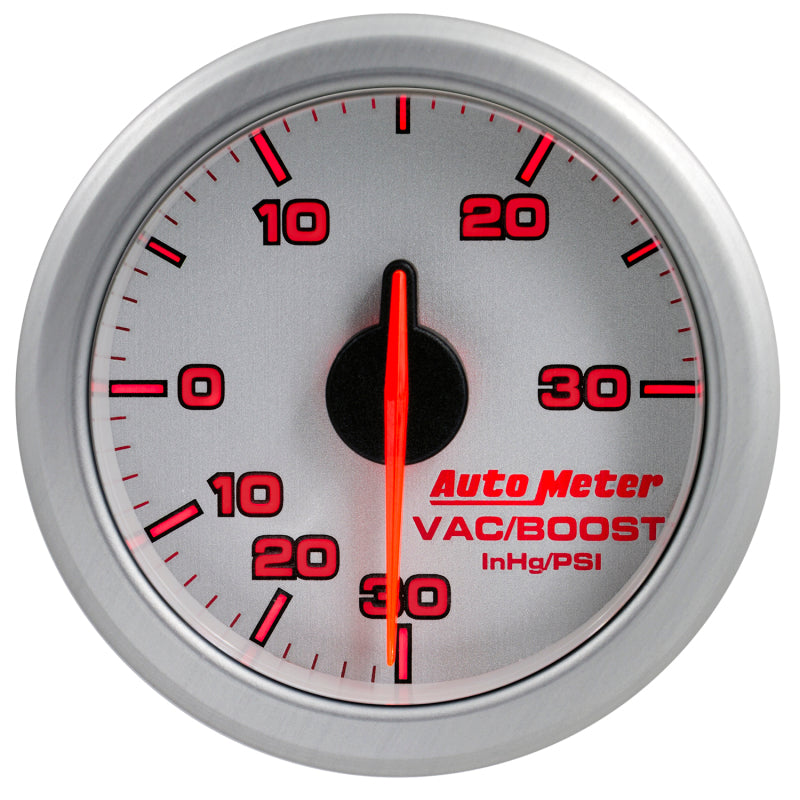 Autometer Airdrive 2-1/6in Boost/Vac Gauge 30in HG/30 PSI - Silver - Burkken Auto Parts