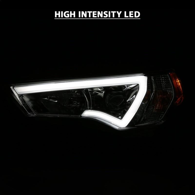 ANZO 14-18 Toyota 4 Runner Plank Style Projector Headlights Chrome w/ Amber - Burkken Auto Parts