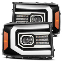 AlphaRex 07-13 GMC 1500HD PRO-Series Proj Headlights Plank Style Matte Blk w/Activ Light/Seq Signal - Burkken Auto Parts
