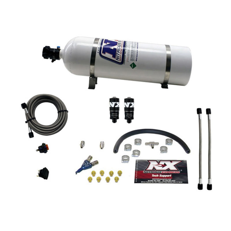 Nitrous Express Hitman EFI Single Nozzle Piranha Nitrous Kit (35-75HP) w/15lb Bottle - Burkken Auto Parts