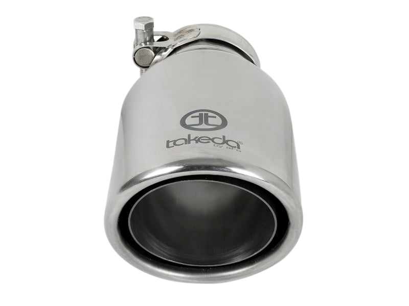 aFe Takeda 304 Stainless Steel Clamp-On Exhaust Tip 2.5in. Inlet / 4in. Outlet / 8in. L - Polished - Burkken Auto Parts