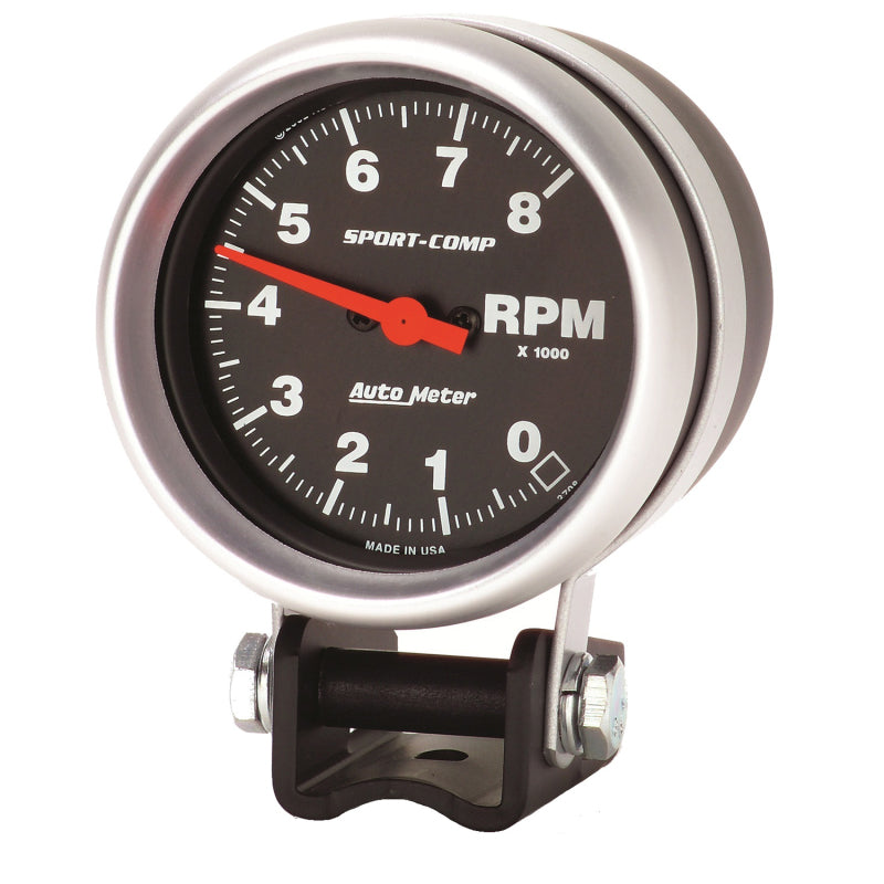 Autometer Standard 2-5/8in 8,000 RPM Pedestal Mount Tachometer Sport Comp - Burkken Auto Parts