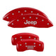 MGP 4 Caliper Covers Engraved Front & Rear 20-26 Jeep Gladiator - Red w/ JEEP & Grill Logo