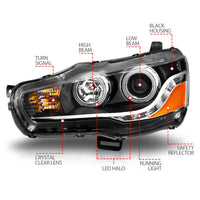 ANZO 2008-2015 Mitsubishi Lancer Projector Headlights w/ Halo Black (CCFL) - Burkken Auto Parts