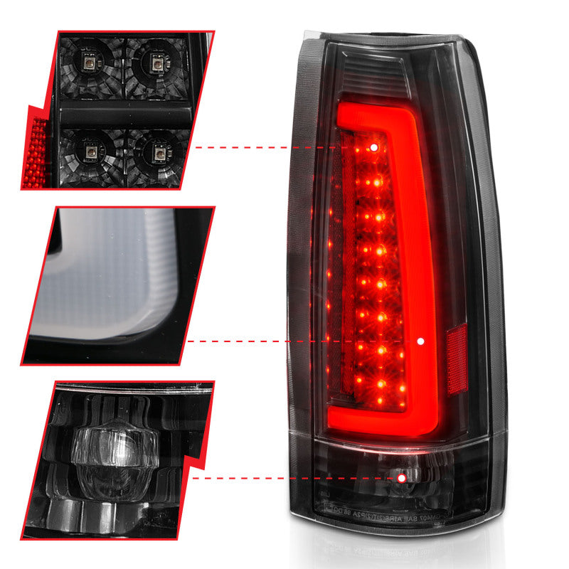 ANZO 1999-2000 Cadillac Escalade LED Taillights Black Housing Clear Lens Pair - Burkken Auto Parts