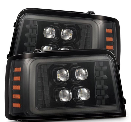 AlphaRex 92-96 Ford F-Series/Bronco NOVA-Series LED Proj Headlight Alpha-Bk w/Actv Light SS & SBDRL - Burkken Auto Parts