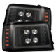 AlphaRex 92-96 Ford F-Series/Bronco NOVA-Series LED Proj Headlight Alpha-Bk w/Actv Light SS & SBDRL - Burkken Auto Parts