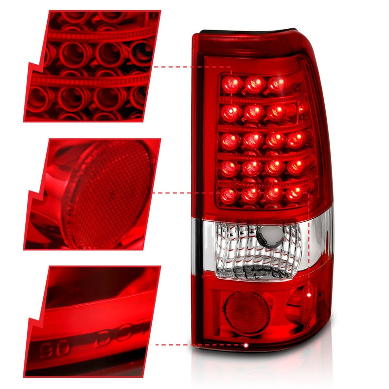ANZO 1999-2007 Chevrolet Silverado 1500 LED Taillights Red/Clear - Burkken Auto Parts