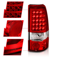 ANZO 1999-2007 Chevrolet Silverado 1500 LED Taillights Red/Clear - Burkken Auto Parts