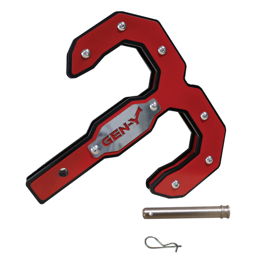 Gen-Y Hulk 2.5 32K Tow Hook 2.5in Shank w/GH-097 Pin/GH-011 Twist Clip - Black/Red
