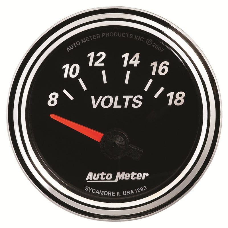 Autometer Designer Black II 52mm 18V Voltmeter Gauge - Burkken Auto Parts