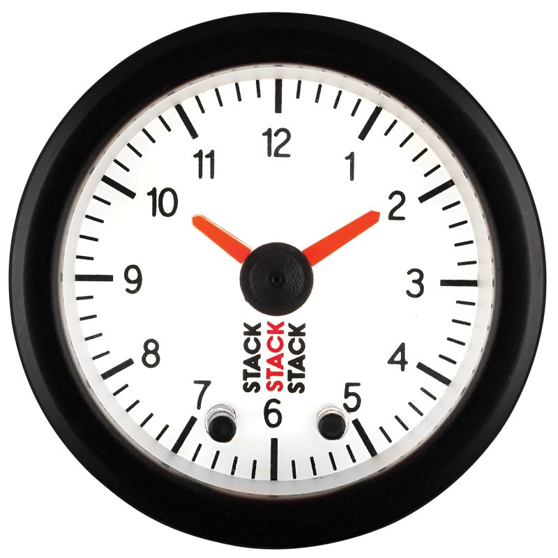 Autometer Stack Analog Clock Gauge - White - Burkken Auto Parts