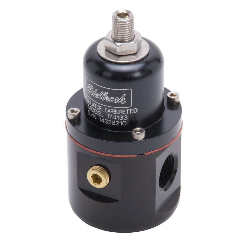Edelbrock Fuel Pressure Regulator Carbureted 160 GPH 5-10 PSI 3/8In In/Out 3/8In Return Black - Burkken Auto Parts